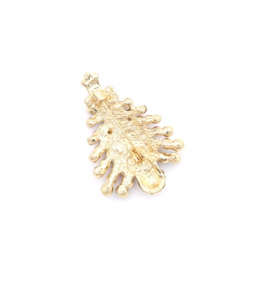 Broche kerstboom met glanzende rode, groene en helder glas steentjes