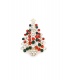 Broche kerstboom met glanzende rode, groene en helder glas steentjes