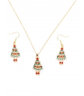 Halsketting met bijpassende oorbellen en kerstboom design