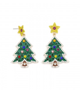 Oorbellen met gele ster en kristallen kerstdesign