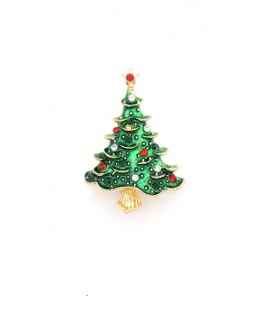 Broche feestelijke kerstboom met gekleurde steentjes