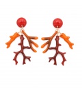 Oorclips fashion statement koraal takken in rood en oranje