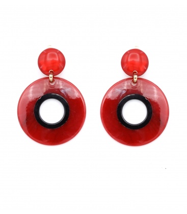 Oorclips rood met een transparante hanger