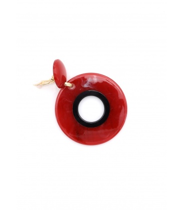 Oorclips rood met een transparante hanger