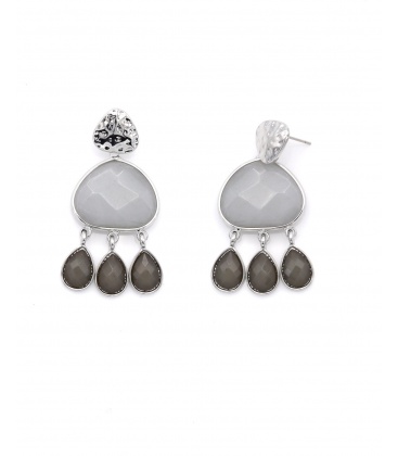 Trendy grijze oorbellen met subtiele druppel hanger