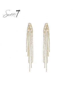 Oorbellen met lange strass franjes in goudkleur