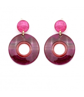 -Oorclips in fuchsia roze met glans en open vorm