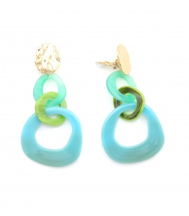 Oorclips met schakels in 3 verschillende kleuren groen