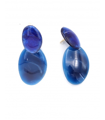 Oorclips blauw met dieptewerking en kleurverloop 