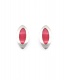 Oorclips met fuchsia roze ovale steen en zilverkleurige rand