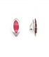 Oorclips met fuchsia roze ovale steen en zilverkleurige rand