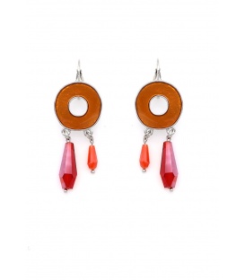 Oorbellen met transparante kralen in oranje rood