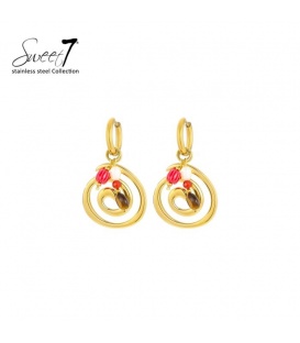 Oorbellen met spiraalvorm met gekleurde kralen