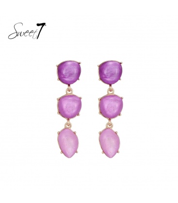 Oorbellen met paars in goudkleurige zetting