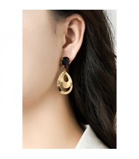 Oorclips met transparante steen en goudkleurige hanger