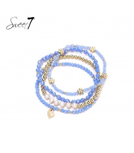 Armband met blauwe kralen en schelpen parels