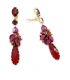 Prachtige oorclips met langwerpige rode hanger en kralen