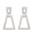 Oorclips zilverkleurig met heldere fonkelende strass steentjes 