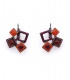 Oorbellen met rode vierkante vormen en glas steentje