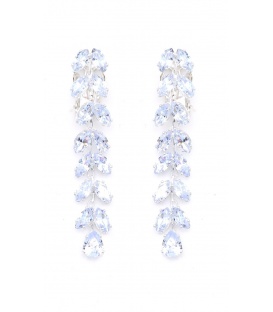 Oorclips met sprankelende bladeren van helder glas steentjes