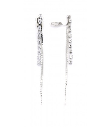 Oorclips zilverkleurig met heldere fonkelende steentjes 