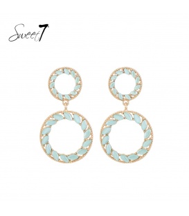 Oorbellen met turquoise steentjes en goudkleurige setting