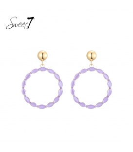 Oorbellen in ronde vorm met paarse accenten