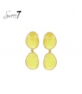 Oorbellen met dubbele gele ovale cat eye inleg