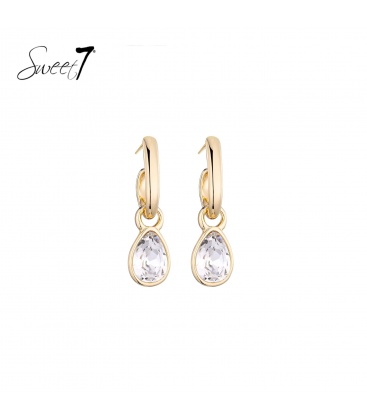 Oorbellen goudkleurig met transparante hanger