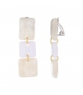 Oorclips beige met 3 vierkante vormen 