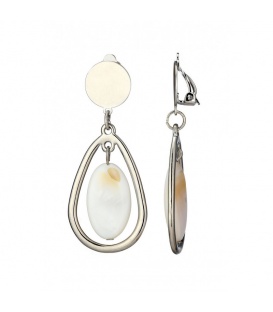Oorclips zilverkleurig met natuurlijke schelp hanger