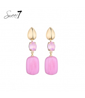 Oorbellen met glaskraal in roze tinten