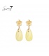 Oorbellen met gele hanger en bloemvormige top