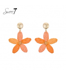 Sweet7 Perzik Bloem Oorbellen - Statement Look