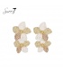 Oorbellen beige met bloemen in neutrale natuurtinten