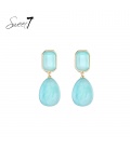 Oorbellen met turquoise hanger en goudkleurige rand