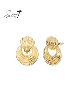 Oorclips goudkleurig met gelaagde ronde vorm