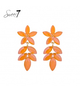 Oorbellen met oranje steentjes in de vorm van bloemblaadjes