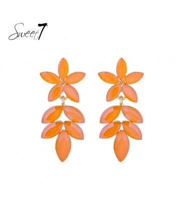 Oorbellen met oranje steentjes in de vorm van bloemblaadjes
