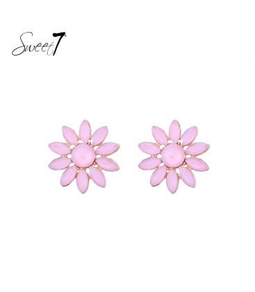 Oorbellen met glanzende steentjes in roze tint
