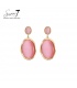 Oorbellen met roze cat eye steen en goudkleurige rand