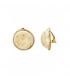 Oorclips met ronde creme terrazzo steen goudkleurige rand