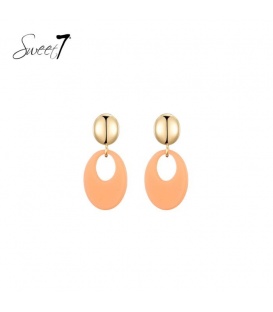 Oorbellen in oranje met goudkleurig oorstukje