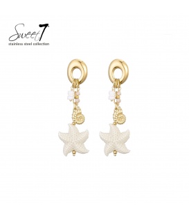 Oorbellen met zeester hanger en goudkleurige details