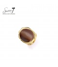 Ring met bruine steen en goudkleurige rand