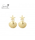 Oorbellen met zeester en schelp in goudkleurig design