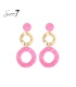 Oorbellen met roze hanger en goudkleurige schakel