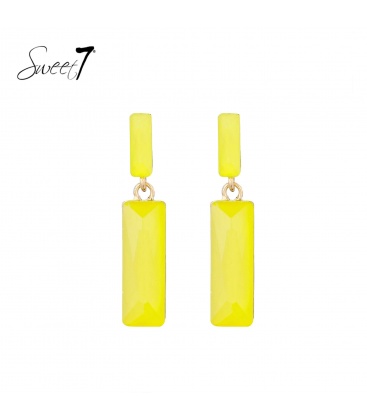 Oorbellen met gele rechthoekige hanger en oor stukje