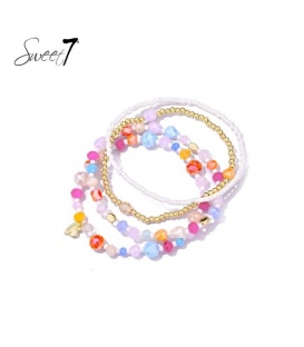 Armband gekleurde kralen en met meerdere lagen