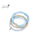 Armband blauw met kralen en meerdere lagen